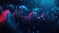 Abstract Digital Data Landscape, Blue and Pink Particles, Futuristic Technology Background Royalty Free Stock Photo