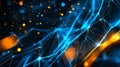 Abstract Digital Network Background in Blue and Orange Colors with Geometric Particle Royalty Free Stock Photo