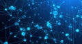 Abstract digital network background with glowing blue connections and geometric nodes Royalty Free Stock Photo