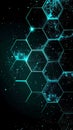 Abstract Digital Network Background With Glowing Hexagons And Particles In Blue And Black Royalty Free Stock Photo