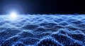 Abstract Digital Network of Blue Glowing Particles and Lines on a Dark Background technology data Royalty Free Stock Photo
