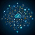 Abstract Network Cloud Computing Digital Technology Global Internet Connections web data link world nodes