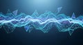 Abstract Blue Digital Network Wave with Triangles, Futuristic Grid Data Visualization Royalty Free Stock Photo