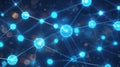 Abstract digital network connection background with glowing blue nodes and lines for data flow Royalty Free Stock Photo