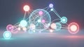 Abstract Digital Network Connection with Glowing Colorful Spheres Royalty Free Stock Photo