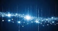 Abstract digital network connection with glowing lights and data flow in blue tones Royalty Free Stock Photo