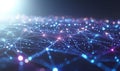 Abstract digital network connection. Glowing nodes and lines forming a complex web, representing global communication data flow Royalty Free Stock Photo