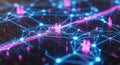 Abstract digital network connections representing secure blockchain technology data flow Royalty Free Stock Photo