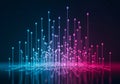 Abstract Digital Network Data Visualization with Glowing Blue and Royalty Free Stock Photo