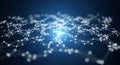 Abstract Network of Glowing White Dots and Lines on Dark Blue Background connection technology Royalty Free Stock Photo