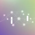 Abstract digital network design features interconnected nodes and lines on a gradient Royalty Free Stock Photo