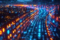 Futuristic Digital Highway: Glowing Binary Code Stream Royalty Free Stock Photo