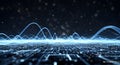 Abstract digital network flow, glowing particles, technology, data stream, blue and white, Royalty Free Stock Photo
