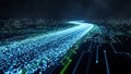 Abstract Digital Network Flow with Glowing Particles Royalty Free Stock Photo