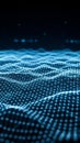 Abstract Digital Network of Glowing Blue Dots and Lines Forming a Wavy Surface technology data Royalty Free Stock Photo