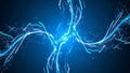 Abstract Digital Network of Glowing Blue Energy Streams and Particles Interconnecting in a Dark Space Royalty Free Stock Photo