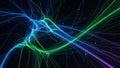 Abstract Digital Network Glowing Blue Green Purple Energy Flow Data Stream Background Design Royalty Free Stock Photo