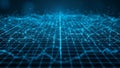 Abstract digital network of glowing blue interconnected nodes and lines forming a futuristic grid pattern Keywords Royalty Free Stock Photo
