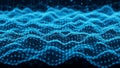 Abstract digital network of glowing blue interconnected nodes and lines forming a wavy three-dimensional surface Royalty Free Stock Photo