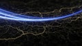 Abstract digital network of glowing blue light trails on dark background Royalty Free Stock Photo