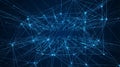 Abstract digital network of glowing blue lines and nodes in deep space technology Royalty Free Stock Photo