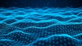 Abstract digital network of glowing blue lines and nodes forming a three-dimensional wave-like surface pattern Royalty Free Stock Photo