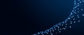 Abstract digital network with glowing blue nodes connected by lines on dark background representing data flow and technology Royalty Free Stock Photo