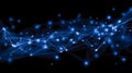 Abstract digital network of glowing blue nodes and connecting lines creating futuristic technology and data visualization on black Royalty Free Stock Photo