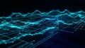 Glowing Blue Digital Network Grid with Connected Nodes and Lines abstract background Royalty Free Stock Photo