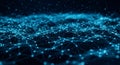 Abstract digital network of glowing blue nodes and connecting lines on a dark background technology connection Royalty Free Stock Photo