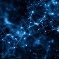 Abstract digital network with glowing blue nodes and connections. Royalty Free Stock Photo