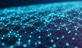 Abstract digital network of glowing blue nodes and interconnected lines on a dark background Royalty Free Stock Photo