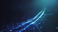 Abstract digital network with glowing blue nodes and lines forming a wave-like shape Royalty Free Stock Photo