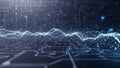 Abstract digital network with glowing blue particles and circuit board lines technology Royalty Free Stock Photo