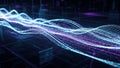 Abstract Digital Network of Glowing Blue and Purple Light Trails and Particles technology Royalty Free Stock Photo