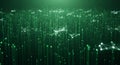 Abstract Digital Network of Glowing Green Particles and Connections in a Dark Space image Royalty Free Stock Photo