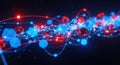 Abstract digital network with glowing interconnected nodes and pathways Royalty Free Stock Photo