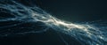 Abstract digital network with glowing interconnected particles and flowing lines representing data transmission and connectivity Royalty Free Stock Photo