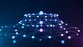 Abstract digital network of glowing nodes and connections in dark futuristic setting Royalty Free Stock Photo