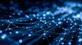 Abstract digital network with glowing nodes and connections in a futuristic blue sci-fi style Royalty Free Stock Photo