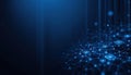 Abstract Digital Network Glowing Nodes Dark Blue Background - Modern Technology Concept Digital Royalty Free Stock Photo