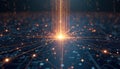 Abstract digital network with glowing nodes and data streams. Represents artificial intelligence learning process, big data Royalty Free Stock Photo