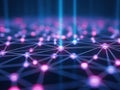 Abstract digital network with glowing nodes and light beams Royalty Free Stock Photo