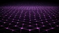 Digital Network Grid with Glowing Purple Nodes and Stars Royalty Free Stock Photo