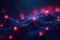 Abstract digital network, glowing nodes lines, lines, links, digital Royalty Free Stock Photo