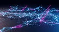 Abstract digital network of glowing nodes and lines, representing data connections in cyberspace Royalty Free Stock Photo
