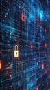 Abstract Digital Network with Glowing Padlocks