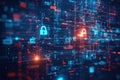 Abstract Digital Network with Glowing Padlocks