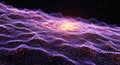 Abstract Digital Network of Glowing Purple and Orange Particles in Cosmic Space image photo Royalty Free Stock Photo