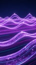 Abstract Digital Network of Glowing Purple Waves and Circuits on Dark Background technology data Royalty Free Stock Photo